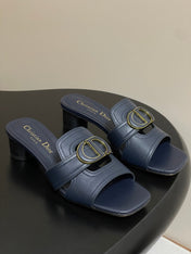 DIOR HIGH HEEL CLASSIC MONTAIGNE 40 MM 25S IN MIDNIGHT BLUE LAMBSKIN WITH CD LOGO