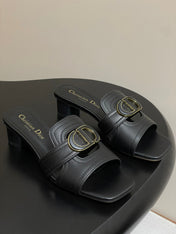 DIOR HIGH HEEL CLASSIC MONTAIGNE 40 MM 25S IN BLACK LAMBSKIN WITH CD LOGO