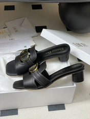 DIOR HIGH HEEL CLASSIC MONTAIGNE 40 MM 25S IN BLACK LAMBSKIN WITH CD LOGO