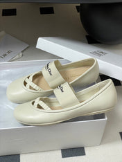 DIOR STRETCH BALLET FLATS 25S IN CREAM WHITE LAMBSKIN