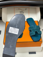 HM 25S ORAN SANDAL IN DARK BLUE SUEDE AND LAMBSKIN