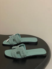 HM 25S ORAN SANDAL IN DUSTY MOSS GREEN SUEDE AND LAMBSKIN