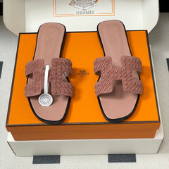 HM 25S ORAN SANDAL IN PEACHY PINK SUEDE AND LAMBSKIN