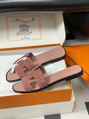 HM 25S ORAN SANDAL IN PEACHY PINK SUEDE AND LAMBSKIN