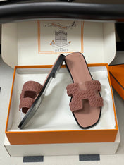 HM 25S ORAN SANDAL IN PEACHY PINK SUEDE AND LAMBSKIN
