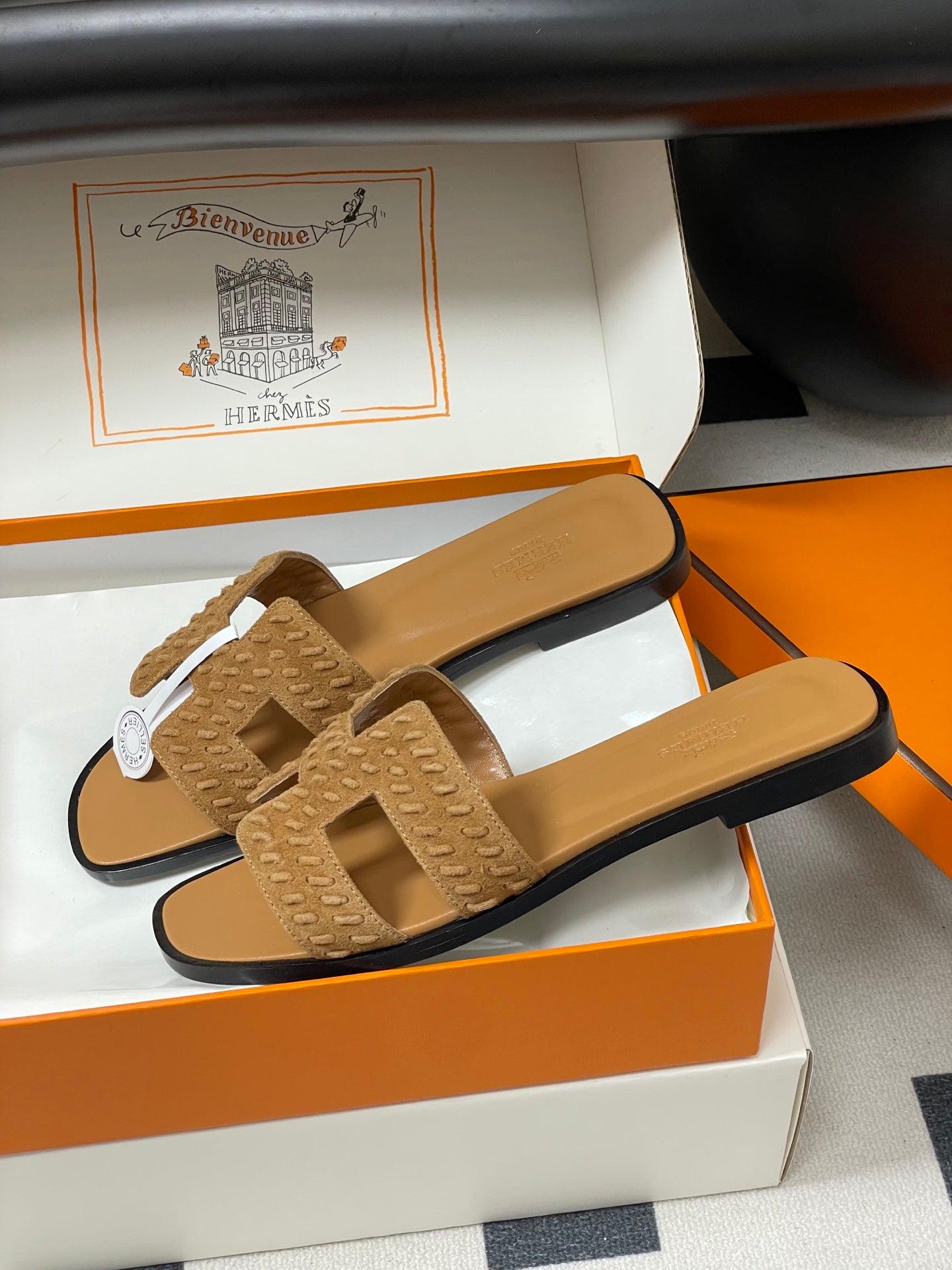 HM 25S ORAN SANDAL IN LIGHT BROWN SUEDE AND LAMBSKIN