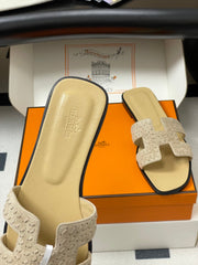 HM 25S ORAN SANDAL IN BEIGE SUEDE AND LAMBSKIN