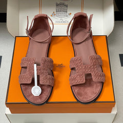 HM 25S SANTORINI SANDAL IN PEACHY PINK SUEDE AND LAMBSKIN