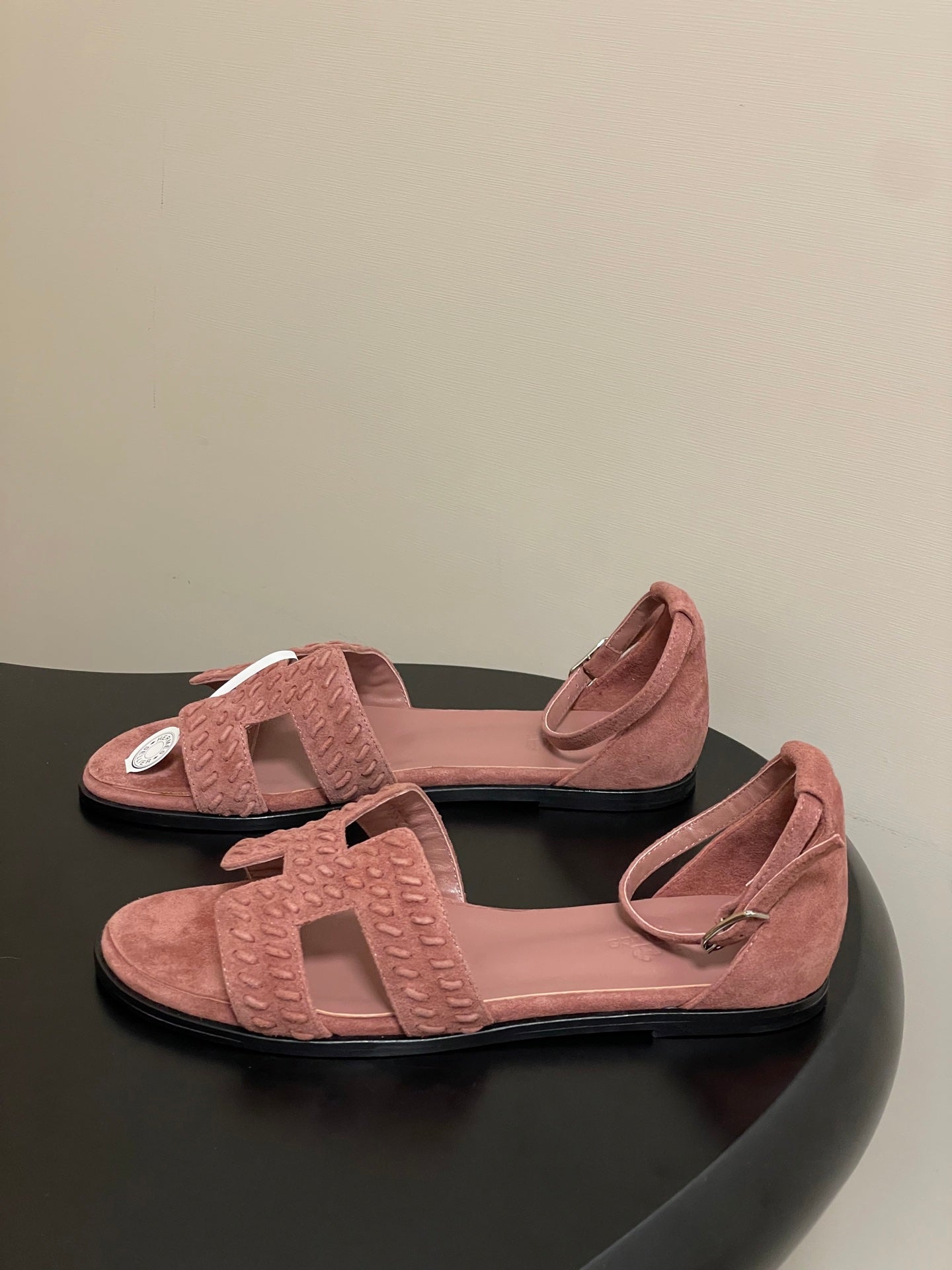 HM 25S SANTORINI SANDAL IN PEACHY PINK SUEDE AND LAMBSKIN