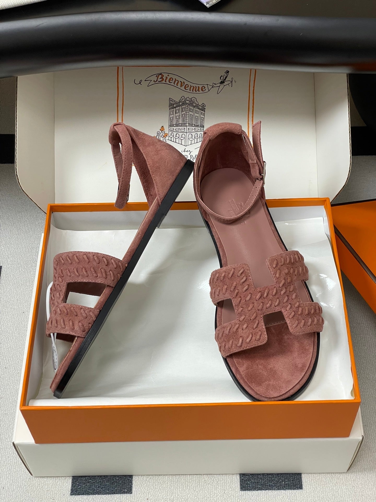 HM 25S SANTORINI SANDAL IN PEACHY PINK SUEDE AND LAMBSKIN