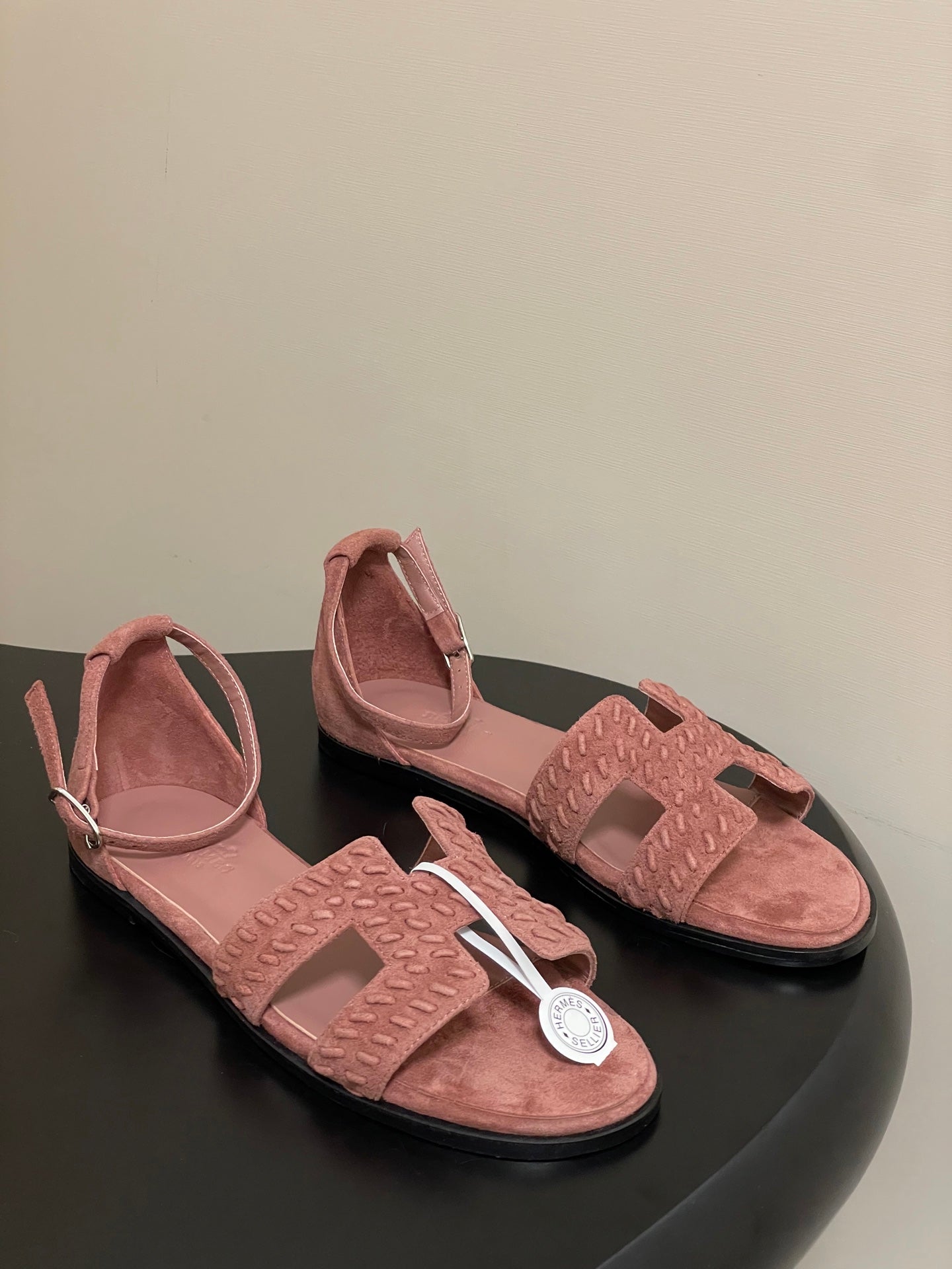 HM 25S SANTORINI SANDAL IN PEACHY PINK SUEDE AND LAMBSKIN