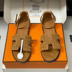 HM 25S SANTORINI SANDAL IN BROWN SUEDE AND LAMBSKIN