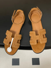HM 25S SANTORINI SANDAL IN BROWN SUEDE AND LAMBSKIN