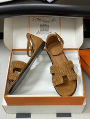 HM 25S SANTORINI SANDAL IN BROWN SUEDE AND LAMBSKIN