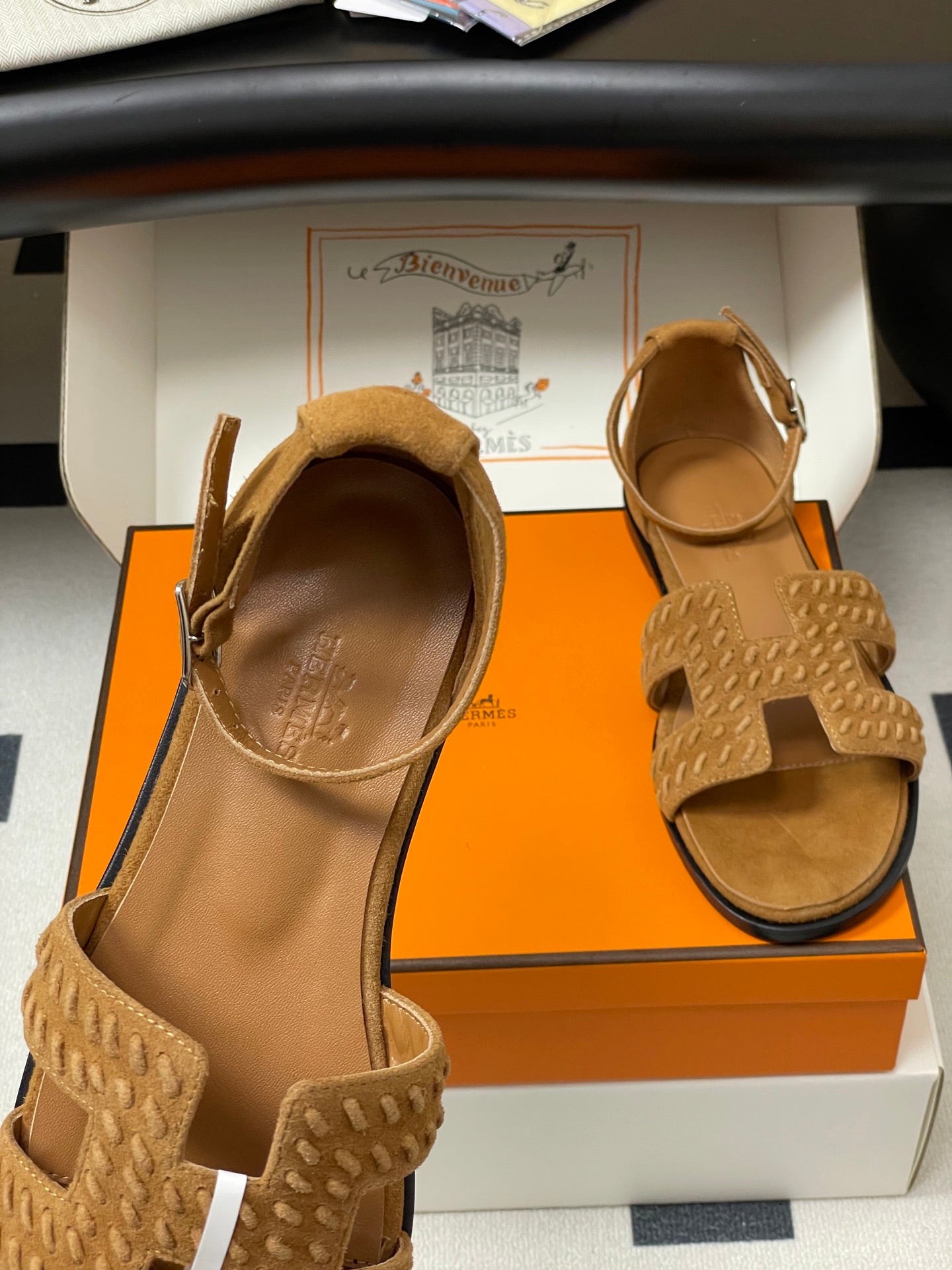 HM 25S SANTORINI SANDAL IN BROWN SUEDE AND LAMBSKIN