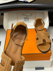 HM 25S SANTORINI SANDAL IN BROWN SUEDE AND LAMBSKIN