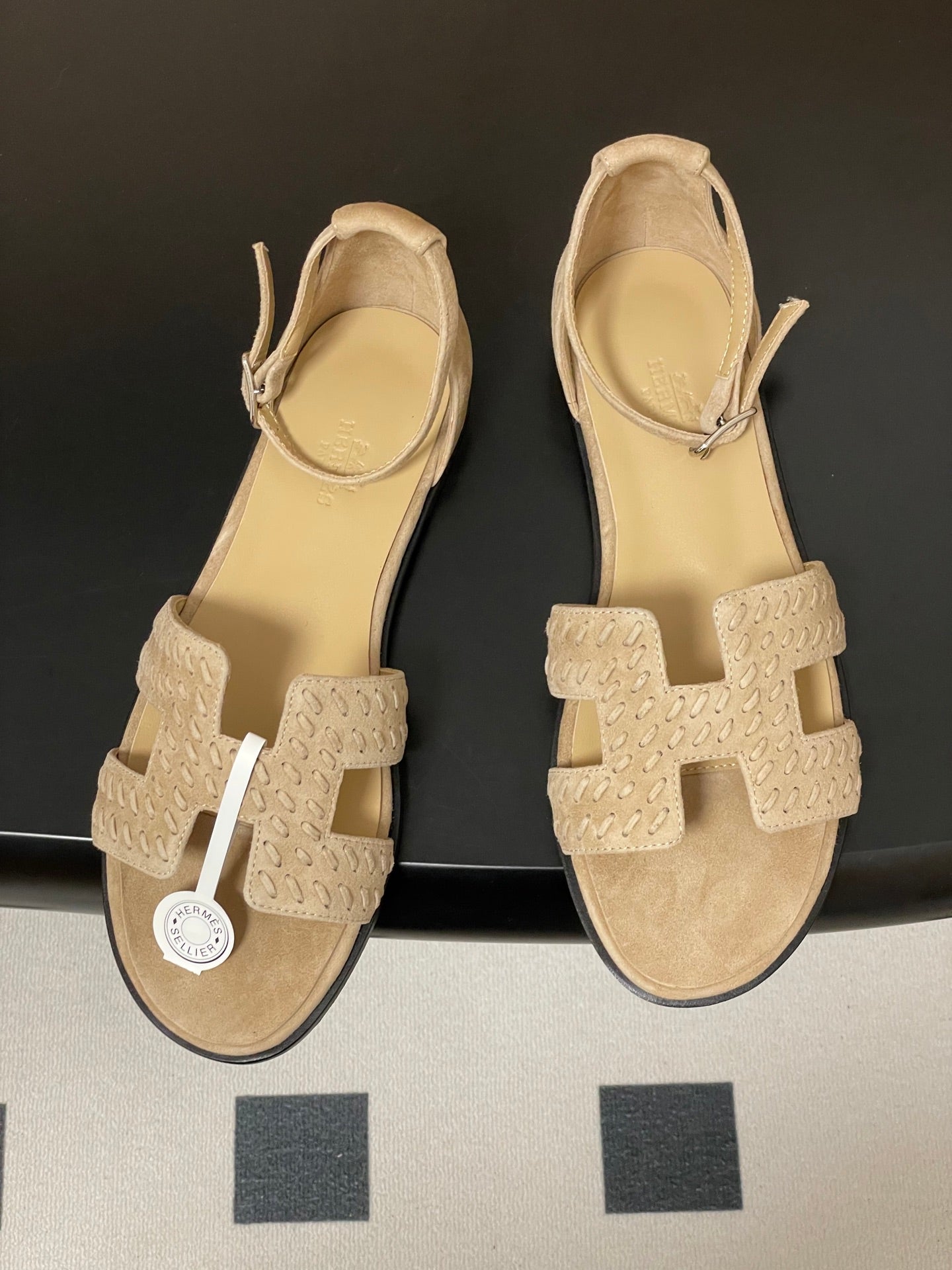 HM 25S SANTORINI SANDAL IN BEIGE SUEDE AND LAMBSKIN