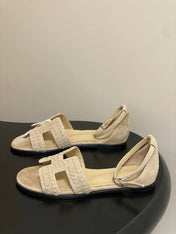 HM 25S SANTORINI SANDAL IN BEIGE SUEDE AND LAMBSKIN
