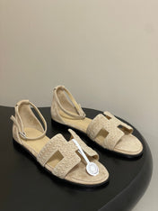 HM 25S SANTORINI SANDAL IN BEIGE SUEDE AND LAMBSKIN