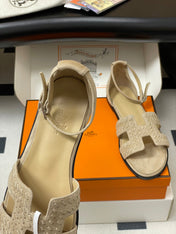 HM 25S SANTORINI SANDAL IN BEIGE SUEDE AND LAMBSKIN