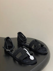 HM 25S SANTORINI SANDAL IN BLACK SUEDE AND LAMBSKIN