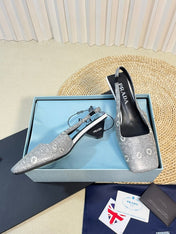 PRA SQUARE TOE SLINGBACK PUMPS PALE SNAKESKIN MOTIF SATIN