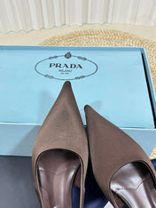 PRA POINTED TOE SLINGBACK PUMPS CHOCOLATE SATIN