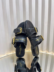 D-AVENUE SLIDES 25S IN BLACK CALFSKIN MICRO CANNAGE MOTIF