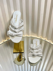 THREE STRAPS MULE IN WHITE CALFSKIN