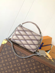 LV 25S GO-14 MM 23 IN BROWN QUILTED LAMBSKIN SILVER HARDWRE