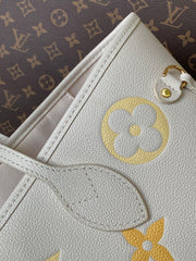 NEVERFULL MM TOTE BAG 32 IN WHITE MIX ORANGE CALFSKIN