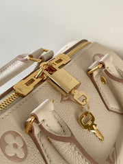 SPEEDY BANDOULIÈRE 21 IN WHITE AND PINK MONOGRAM CANVAS