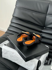 BLACK FABRIC CC SLIDE SANDALS