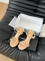 HIGH HEEL 75 MM SANDAL IN NUDE TAN SHEEPSKIN