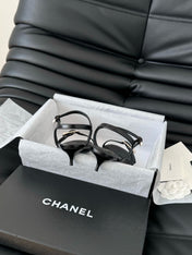 MID-HEEL 35 MM SANDAL IN BLACK SHEEPSKIN