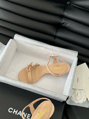 MID-HEEL 35 MM SANDAL IN NUDE TAN SHEEPSKIN