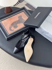 HIGH HEELS WAIST CUTTING IN BLACK SUEDUE MIX GLOSSY