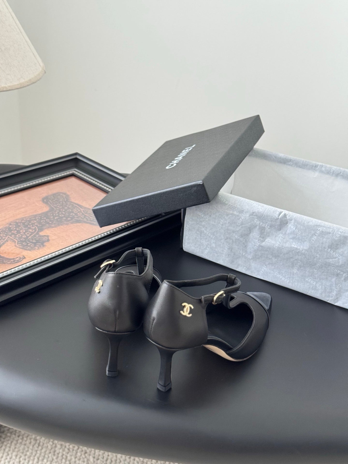 HIGH HEELS WAIST CUTTING IN BLACK CALFSKIN