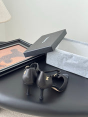 HIGH HEELS WAIST CUTTING IN BLACK CALFSKIN