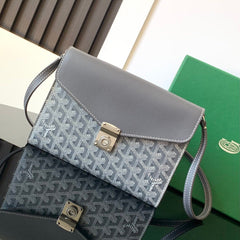 CHYPRE WALLET-POUCH 21 IN GRAY GOYARDINE CANVAS AND CALFSKIN