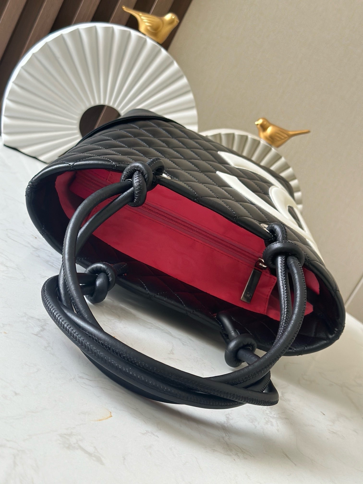 CHANEL 25S CAMBON LIGNE TOTE BAG 24 IN BLACK MIX WHITE CALFSKIN STYLE 1