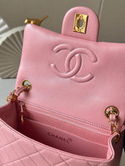 CHANEL 25S MINI FLAP BAG 18 IN PINK LAMBSKIN WITH GOLD HARDWARE