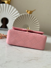 CHANEL 25S MINI FLAP BAG 18 IN PINK LAMBSKIN WITH GOLD HARDWARE