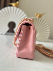 CHANEL 25S MINI FLAP BAG 18 IN PINK LAMBSKIN WITH GOLD HARDWARE
