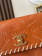 CHANEL 25S FLAP BAG 25 IN BROWN CALFSKIN WITH GOLD HARDWARE