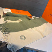 KNIT SCARF 180 IN JADE GREEN MIX WHITE CASHMERE
