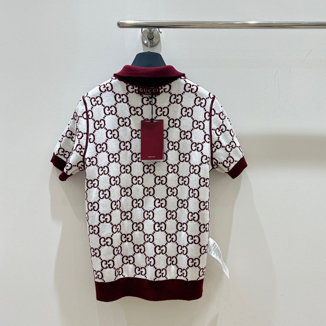 GUCCI SHORT-SLEEVE KNIT POLO STYLE 42
