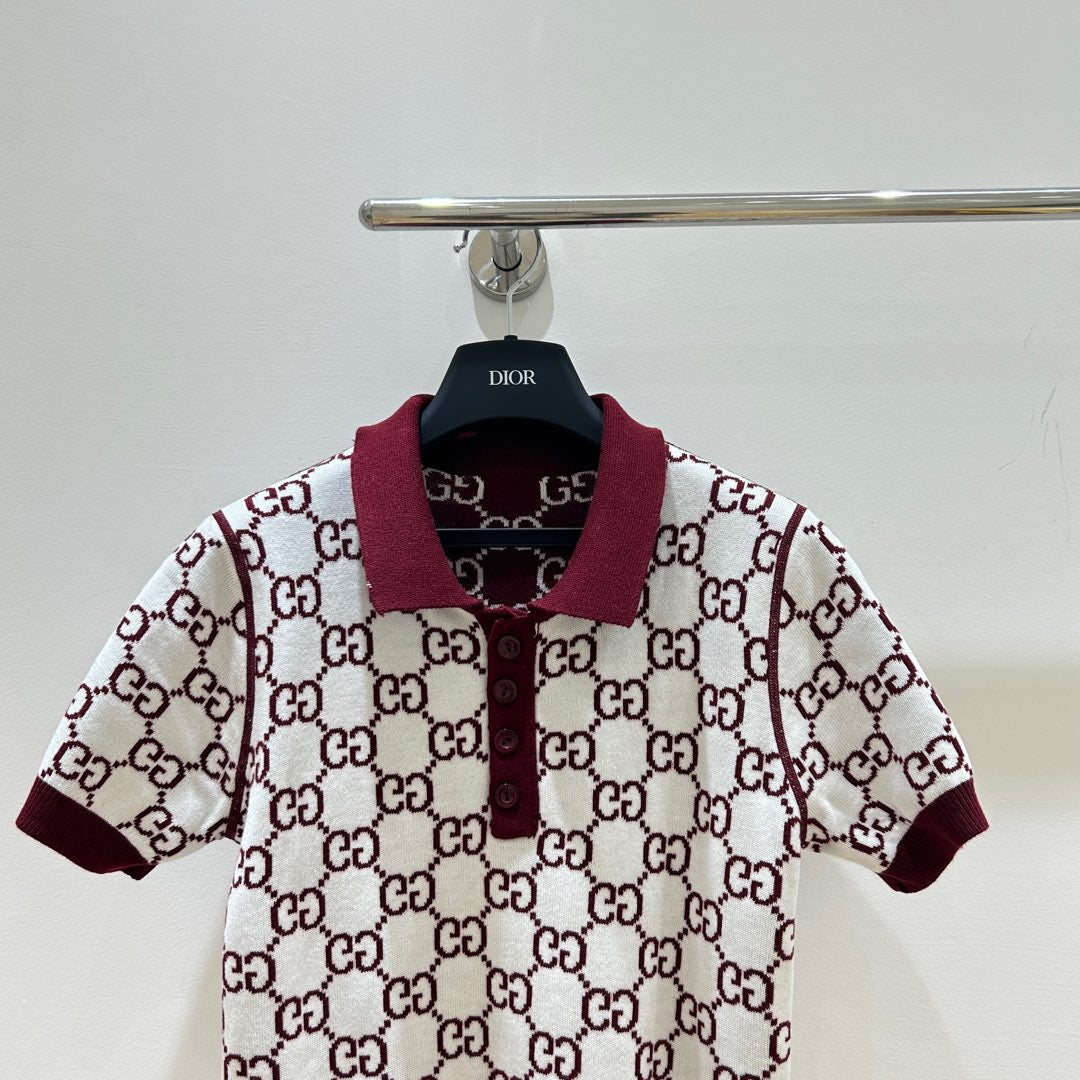 GUCCI SHORT-SLEEVE KNIT POLO STYLE 42