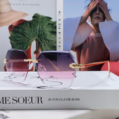 PANTHÈRE RIMLESS GEOMETRIC FRAME SUNGLASSES 562061 IN METAL