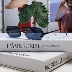 SANTOS RIMLESS RECTANGULAR FRAME SUNGLASSES 562068 IN METAL